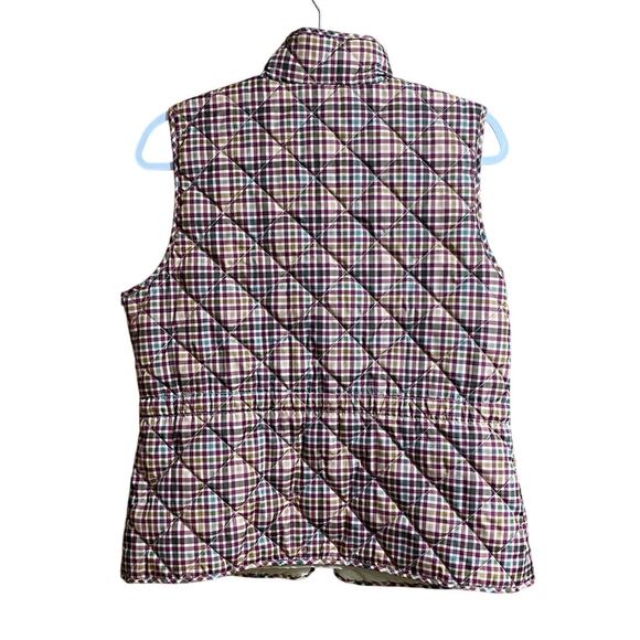 St John’s Bay Women’s Quilted Vest Medium Plaid Blue Red Full Zip Up - Picture 6 of 7